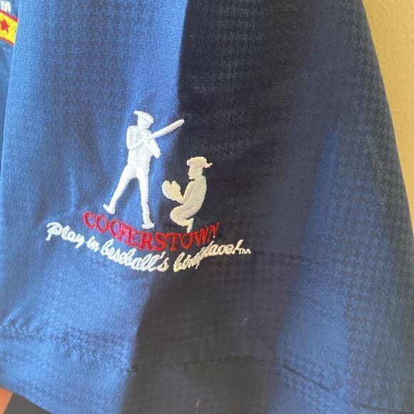 Cooperstown All Star Village pullover large navy short sleeve quarter zip - Picture 6 of 8